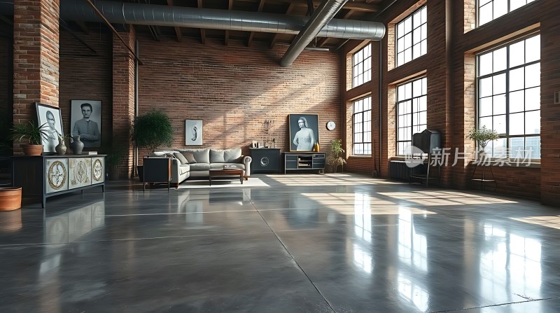 工业风大宅砖墙与光影的艺术