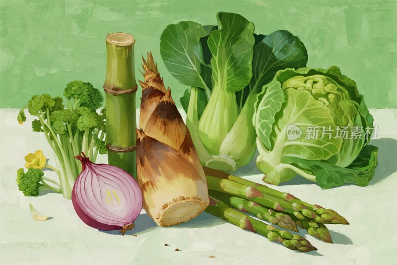 一组蔬菜静物插画