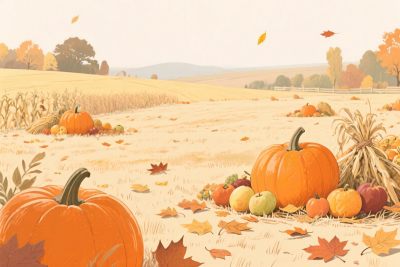 秋季田园丰收插画 秋季田园丰收插画