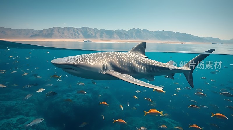 鲨鱼与海洋生物共舞