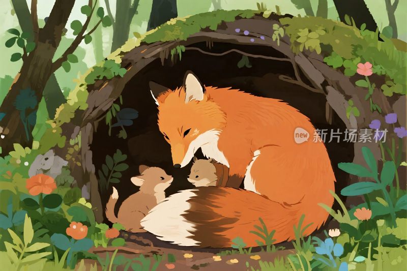 森林小窝的狐狸伙伴
