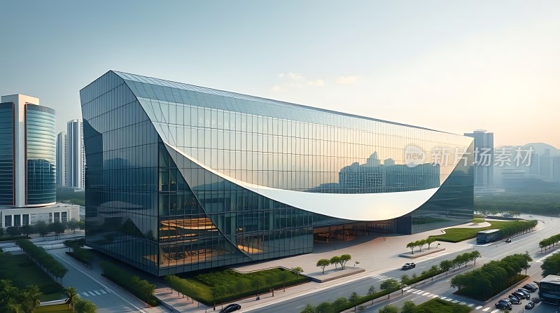 现代建筑玻璃幕墙城市景观