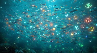 海洋之舞鱼群与光效交织的奇幻世界