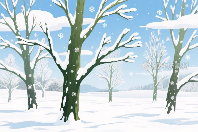 冬季雪景插画