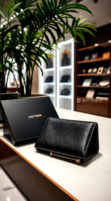 新片场素材黑色钱包展示