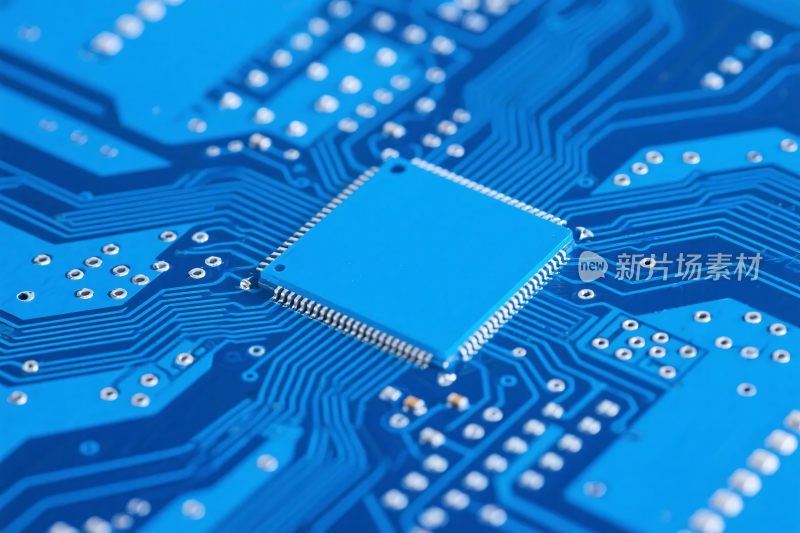 蓝色电路板芯片特写