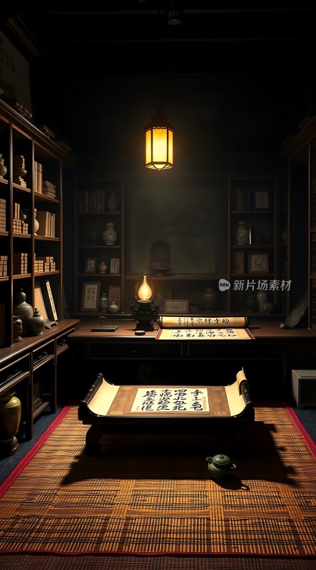 古风书房书卷飘香