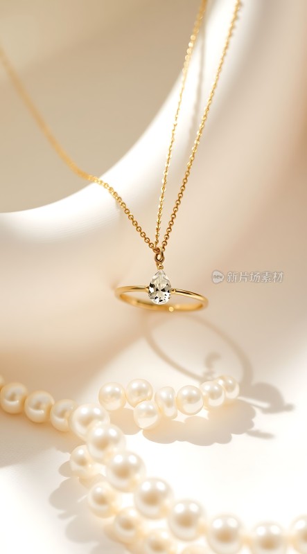 黄金项链与珍珠首饰展示