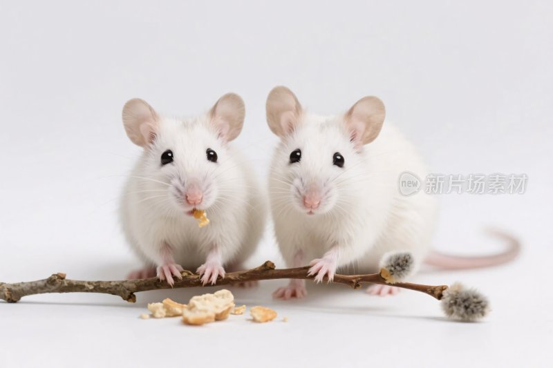 白色老鼠和树枝的画面