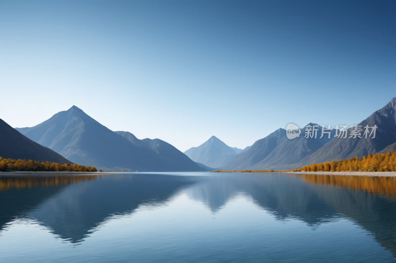 山倒映在湖水中风光风景图片