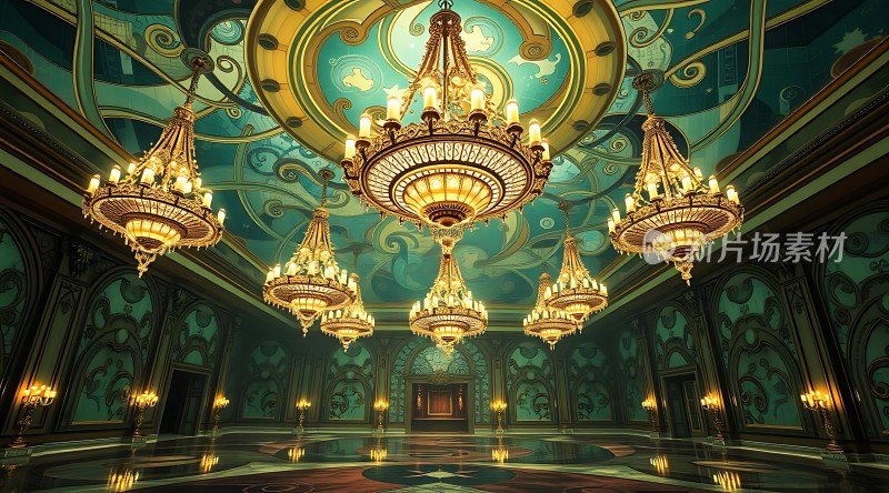 金色吊灯华丽大厅