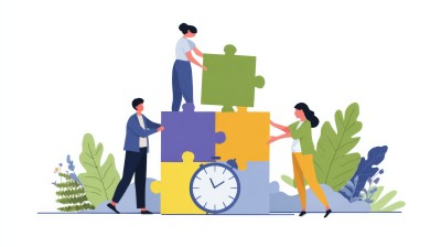 商务团队合作,职场人的拼图协作 商务团队合作,职场人的拼图协作