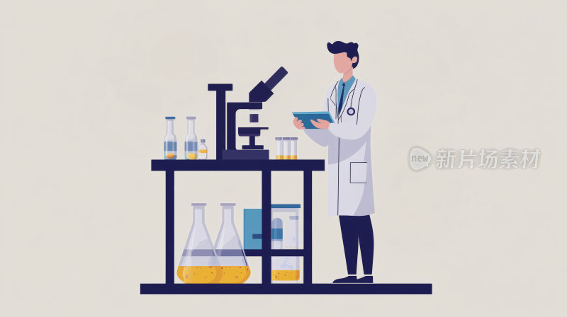 生物科学，医学研究，科研人员概念插画