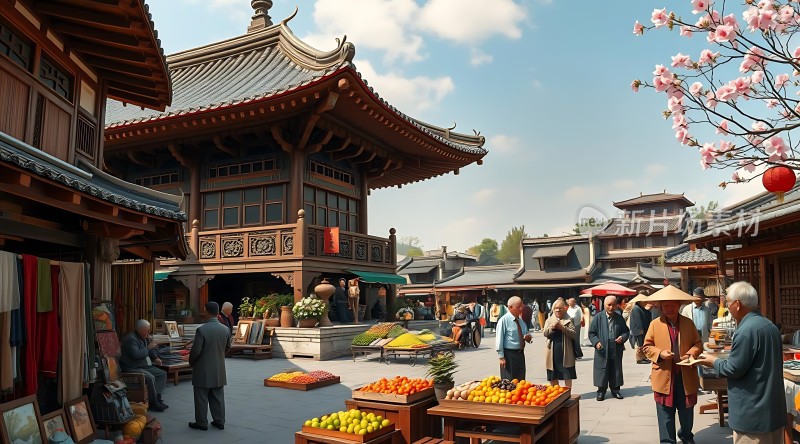 古风集市春日游