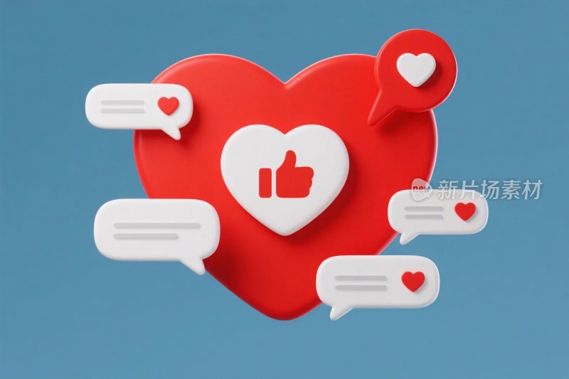社交爱心点赞插画