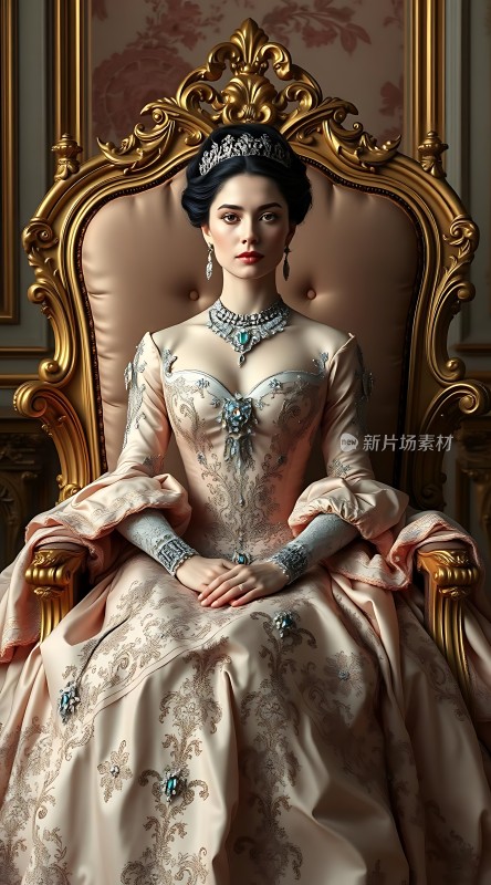 金色王座上的优雅公主