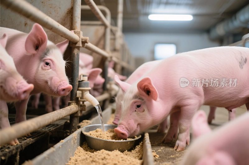 养殖场小猪进食