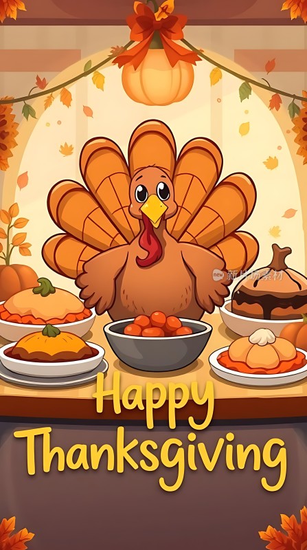 感恩节快乐火鸡美食盛宴