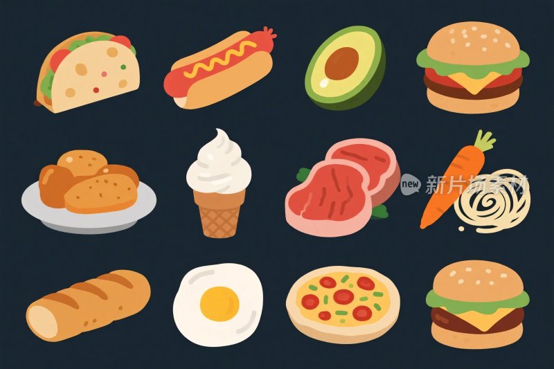 创意餐饮食品插画集合