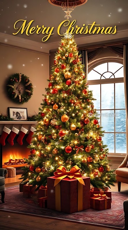 圣诞树下的温馨节日氛围
