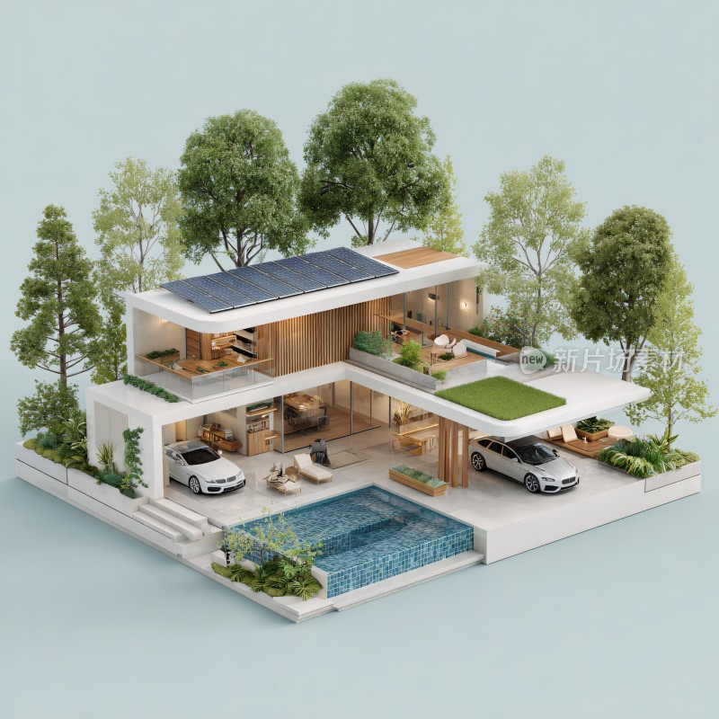 现代别墅模型效果图