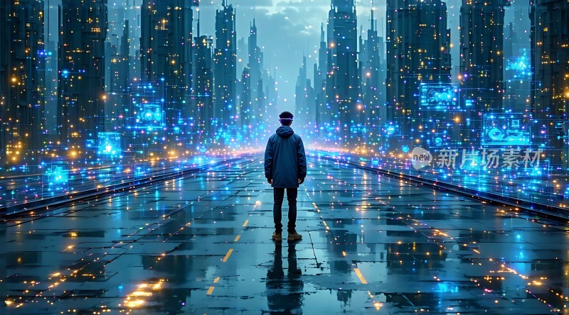 未来都市光影交错探索未知之旅