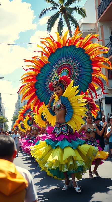 狂欢节上的绚丽舞者