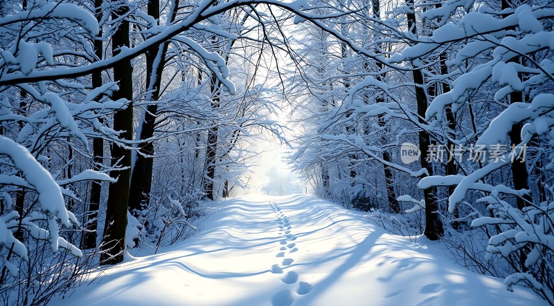 雪地小径上的足迹