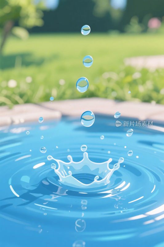 水滴落水溅起水花效果