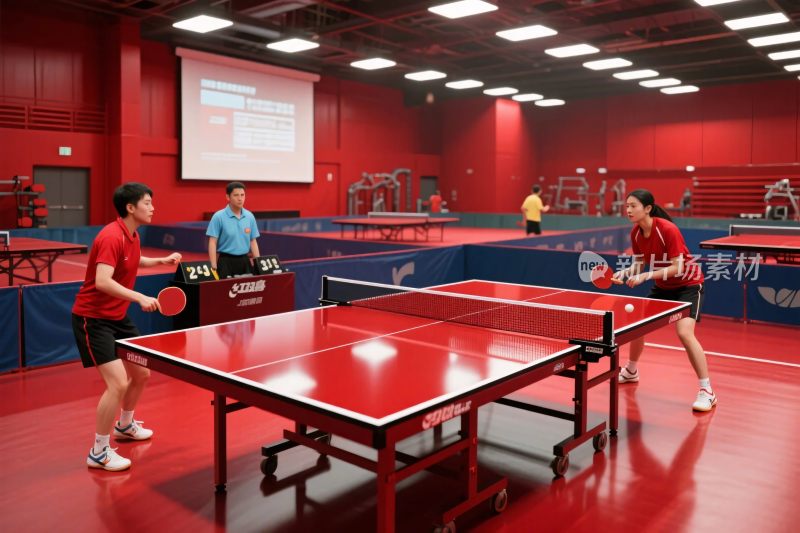室内乒乓球比赛场景