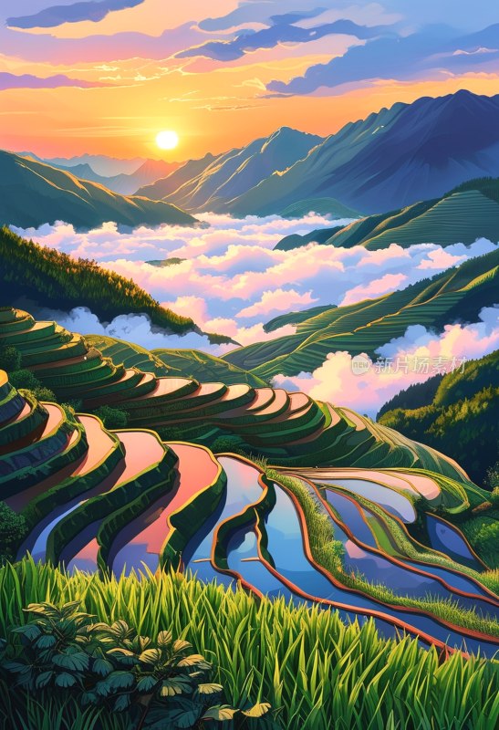 丽水梯田日出美景