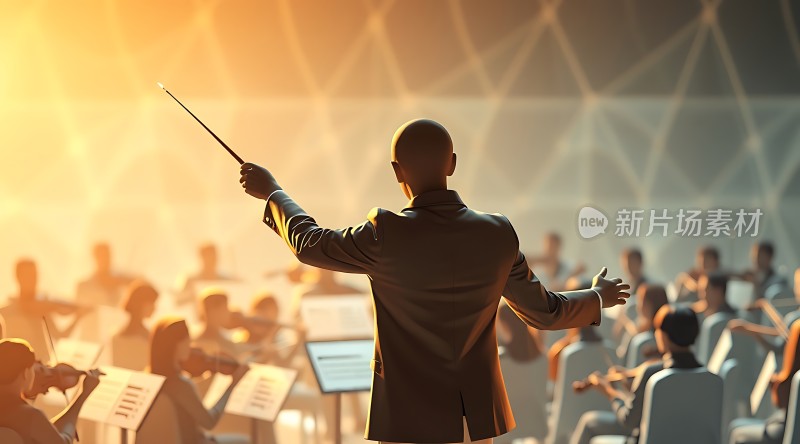 指挥家引领交响乐队的魅力瞬间