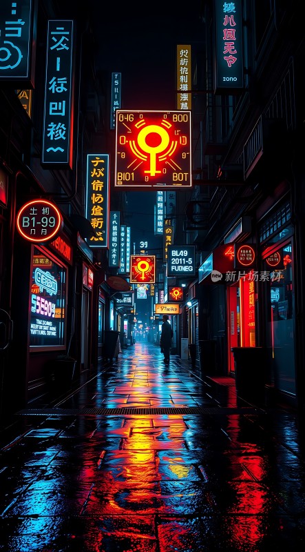 霓虹灯下的繁华街道