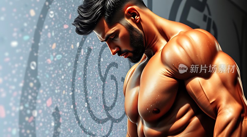 健美肌肉男展示力量与魅力