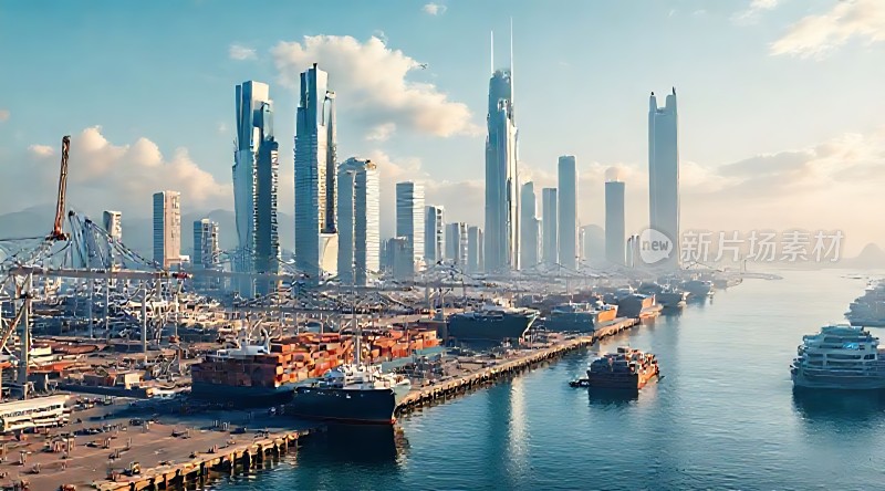 现代港口城市风光