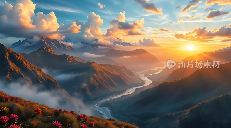 晨曦下的山谷风光