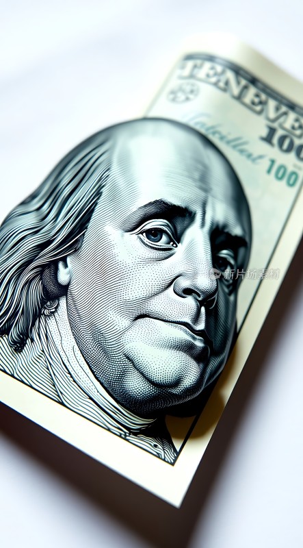 百元美钞上的本杰明·富兰克林肖像