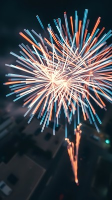 夜空烟花绽放色彩斑斓光芒四射
