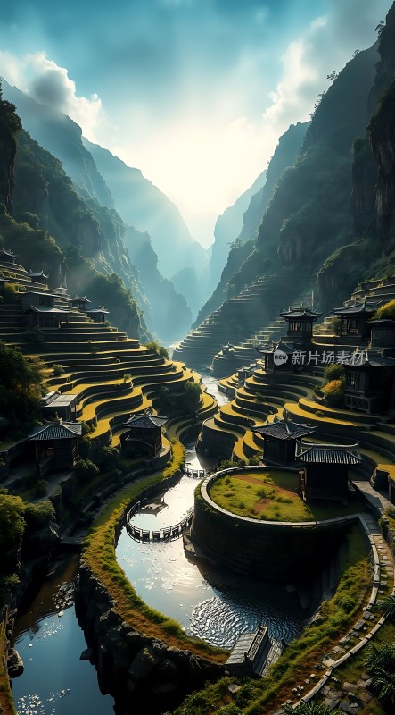 梯田古村落山水画卷