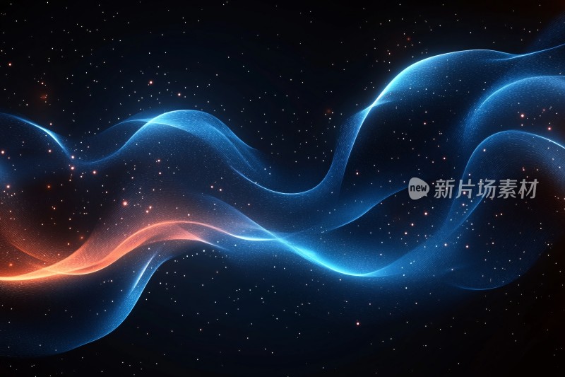 梦幻蓝色与橙色流动光效背景