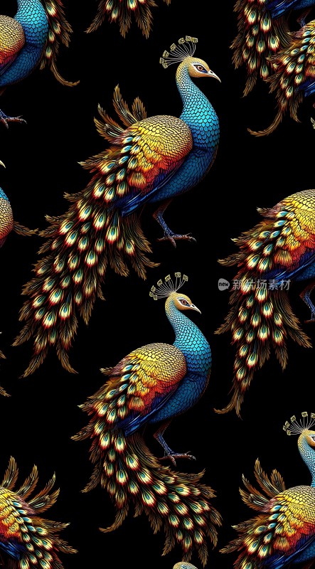 孔雀翎羽华彩图