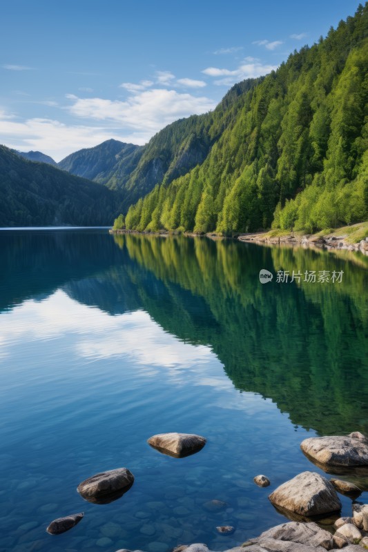 山边树木生长高清风景图片