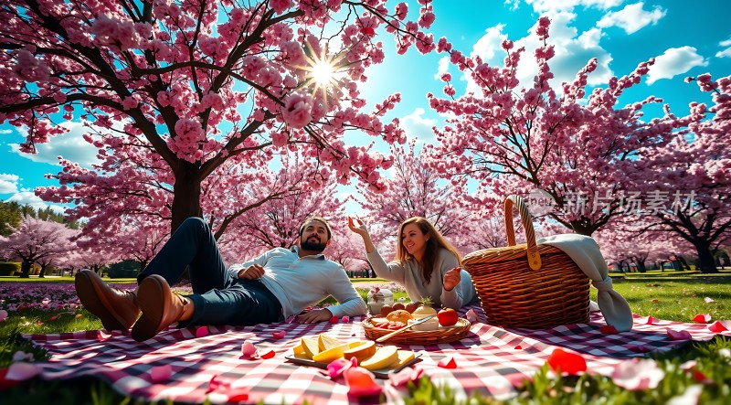 春日樱花树下浪漫野餐