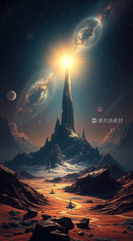 宇宙奇观神秘星球与光之塔