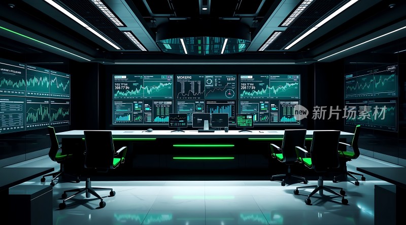 未来科技监控中心数据图表与高科技设备交织的视觉盛宴