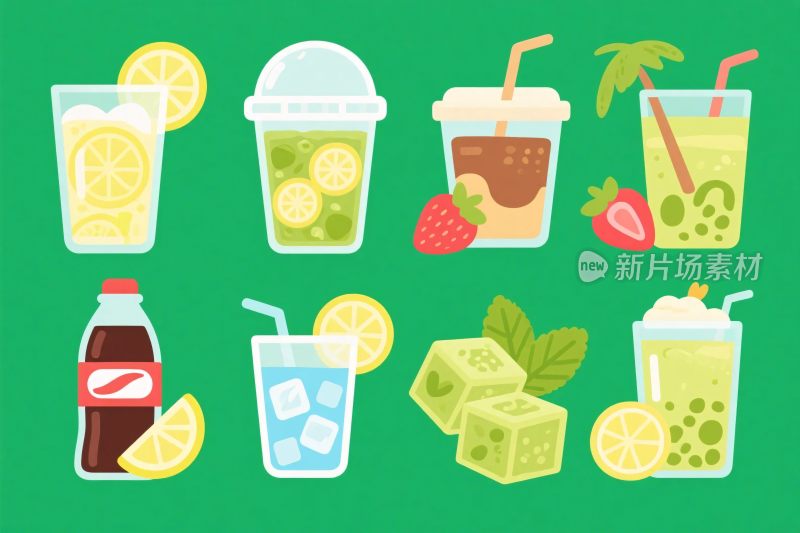 多彩饮品插画集合