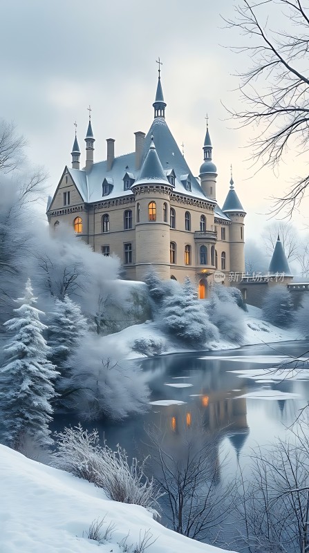 雪域古堡映湖畔