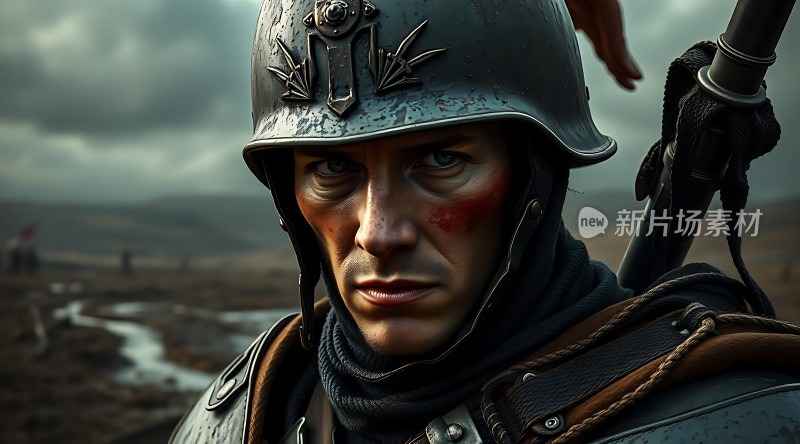 铁甲战士战场上的坚毅目光