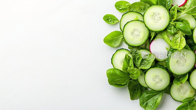 黄瓜萝卜绿叶蔬菜清新画面