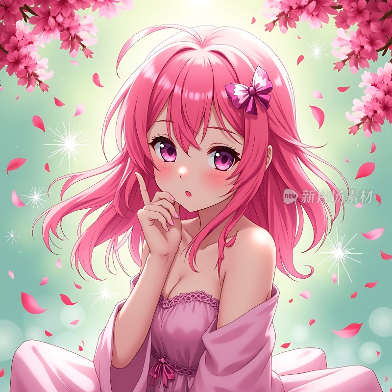 粉发少女与樱花